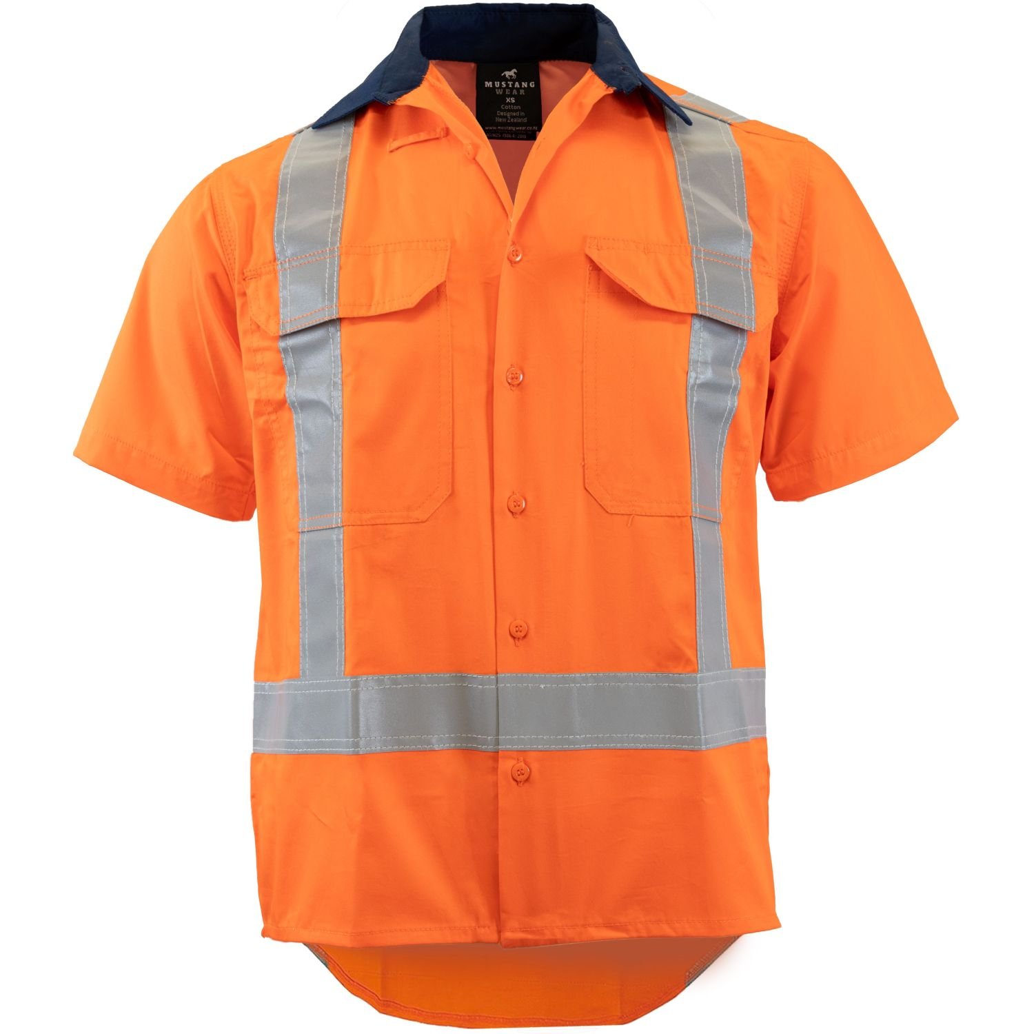 Mustang Wear Hi Vis TTMC-W17 Short Sleeve Vented Cotton Shirt 150gsm