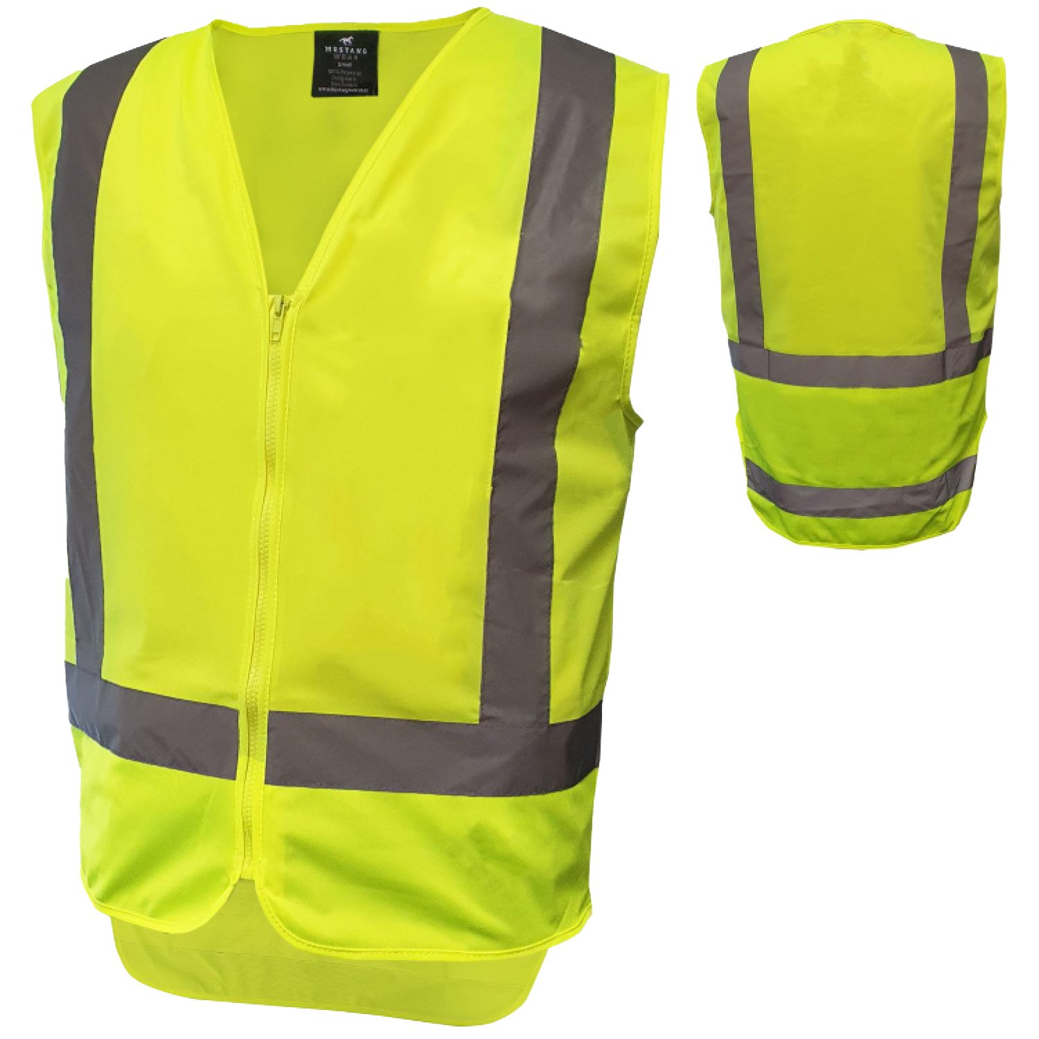 Mustang Wear Hi Vis Day/Night H-Pattern Sleeveless Zip Safety Vest