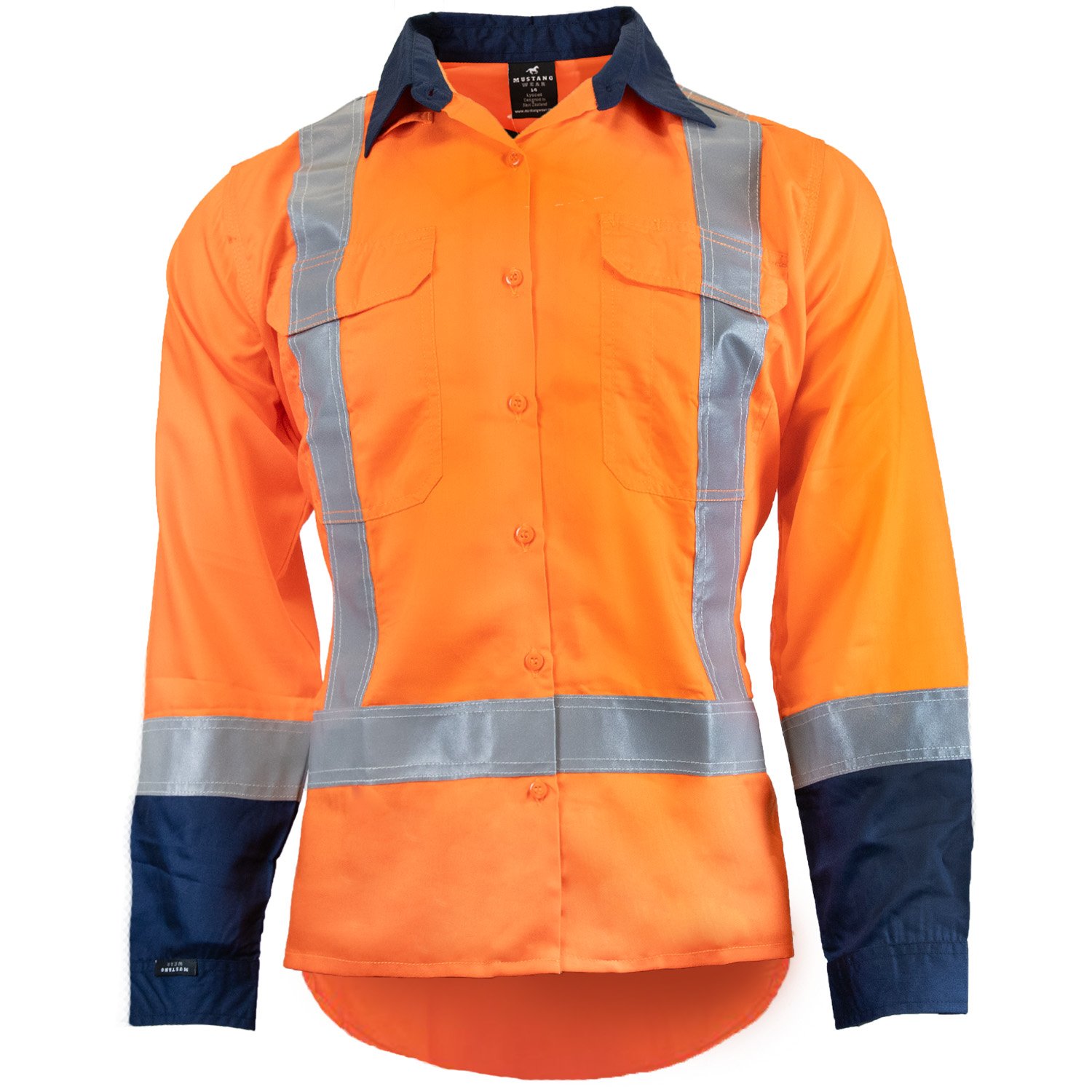 Mustang Wear Womens Hi Vis TTMC-W17 X-Back Long Sleeve Vented Lyocell Shirt