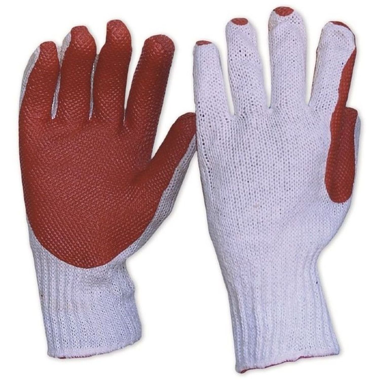 Heavy Duty Latex Coat Diamond Grip Glove White/Red Pkt 12